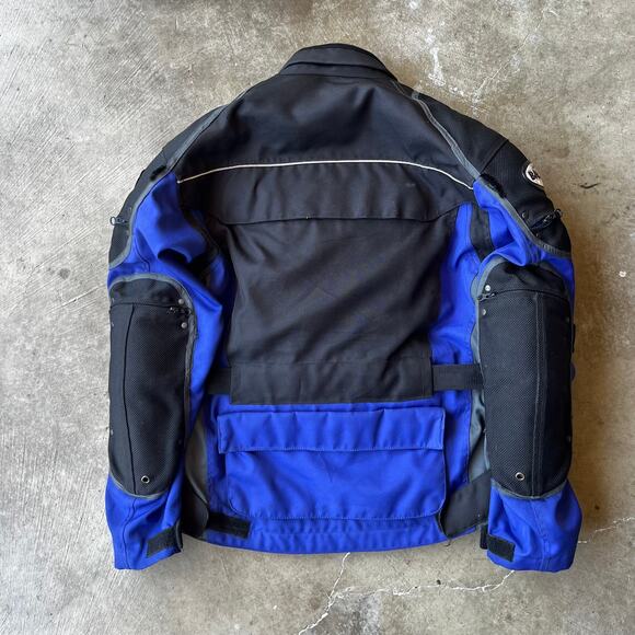 VINTAGE JOE ROCKET MOTORYCLE JACKET ARMORED PADDED MENS MEDIUM RIDING MOTO BLUE - Picture 2 of 5